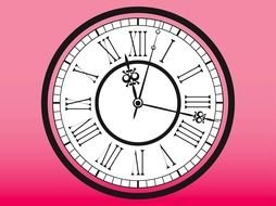 Vintage Clock pink drawing