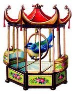 blue bird in a beautiful cage