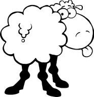 cartoon white sheep with tongue sticking out