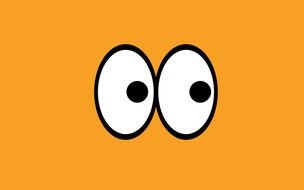 drawn cartoon eyes on a yellow background