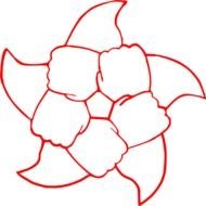 red sketch of a tropical flower