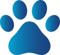 blue animal footprint on a white background