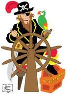 cartoon pirate with peg leg