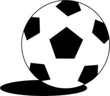 black and White Soccer Ball with shadow, Clip Art
