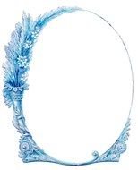 oval blue frame with floral pattern