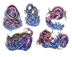 colored dragon tattoos