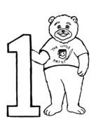 Black and white drawing of Number "1" Bear clipart