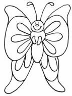 cartoon white butterfly in coloring book