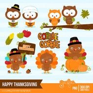 Clipart Thanksgiving Turkey Owls