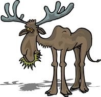 cartoon moose chewing grass