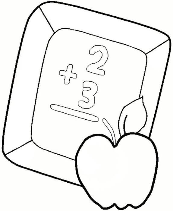 School Apple Coloring Page