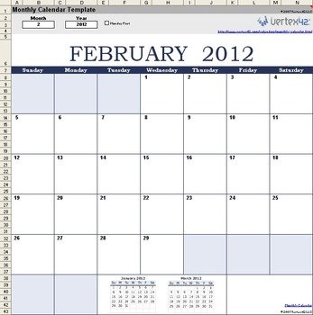 Mod egravele De Calendrier Mensuel Excel