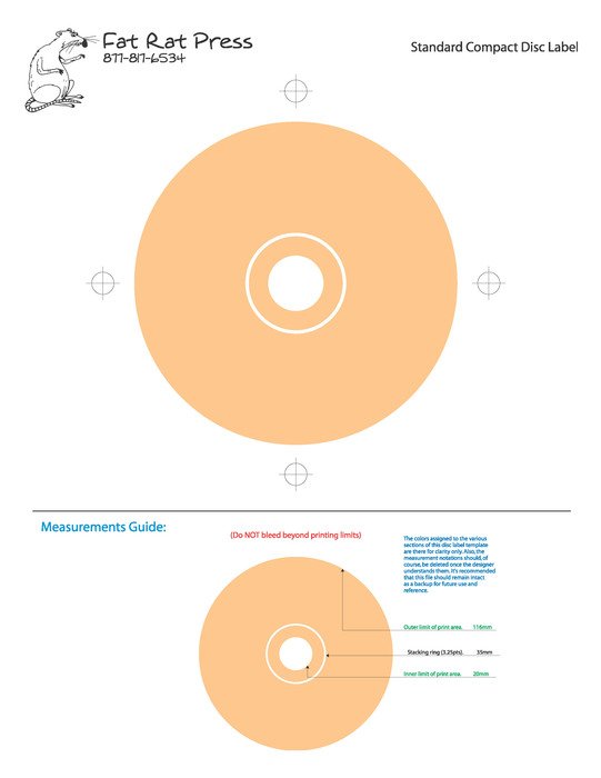 CD Face Label Template darwing