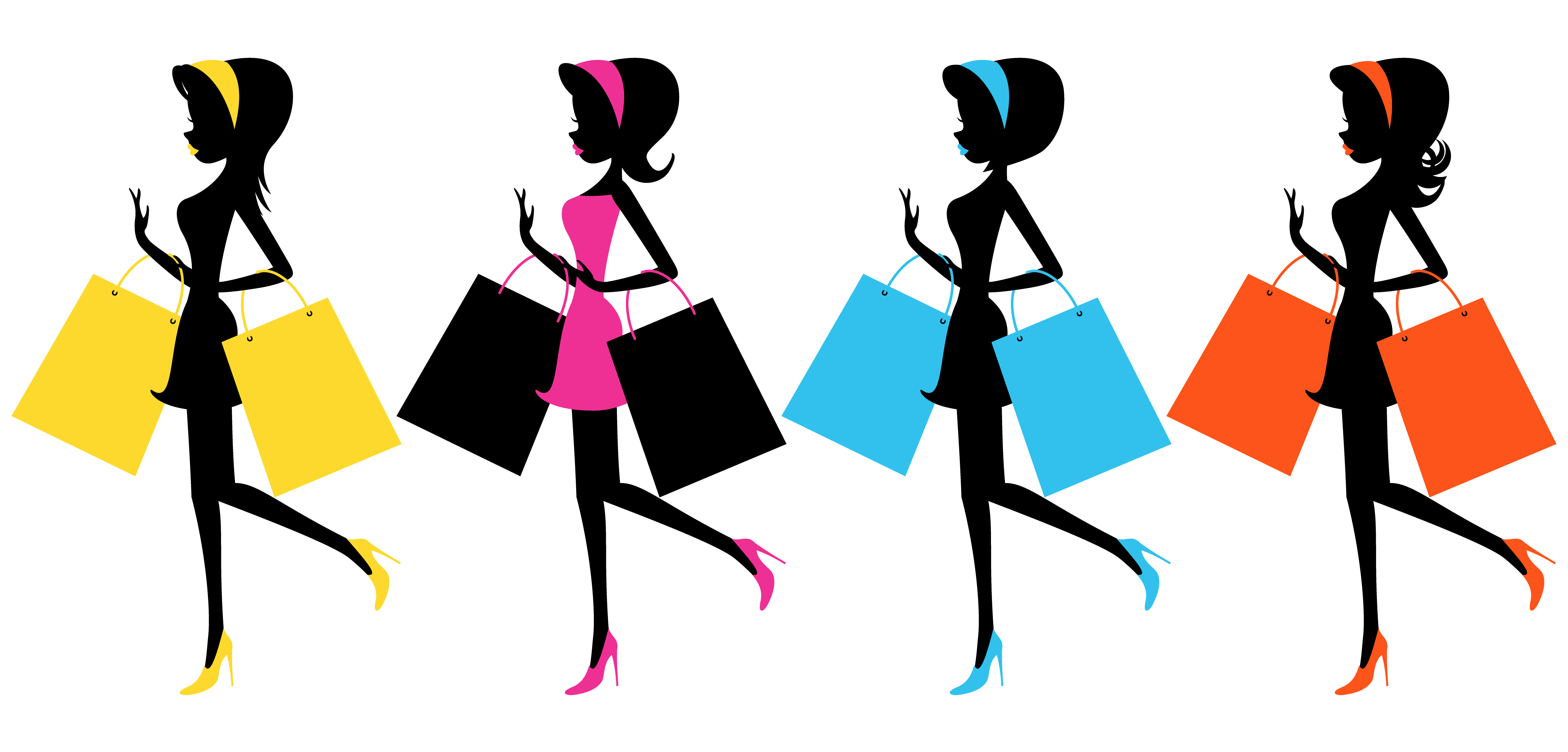 Four Girls Shopping Drawing Free Image Download