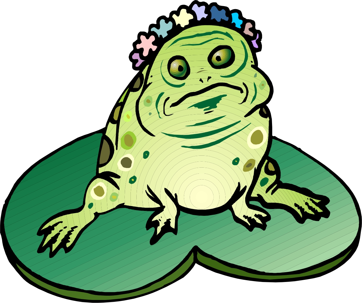 Cartoon Frog In Wreath On Lily Pad Artwork Free Image Download