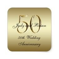 Gold Black 50th Wedding Anniversary Square Sticker