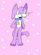 cartoon violet cat on polka dot background