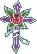 Colorful beautiful cross with the rose clipart