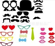 Free Shipping 17 Pieces Photo Booth Props Hat Mustache On A Stick