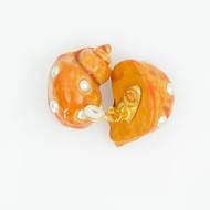 AURIENTIS Orange Enamel Faux Pearl Shell Clip Earrings Image 2