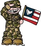 drawing of a soldier with a flag