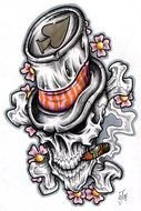 tattoo with skull in hat