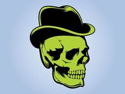 Colorful skull with the hat clipart