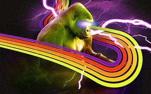 gorilla among abstract waves as a picture for clipart