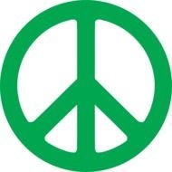 round green peace sign on a white background