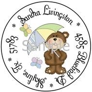 Baby Shower Bear amp Umbrella 24 Round Address Labels