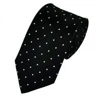 Black With White Polka Dots Silk Tie