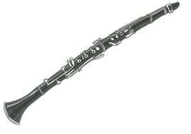 Clarinet, brass musical instrument, drawing