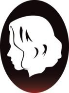 painted profile of a girl in a dark oval