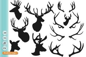 Deers Head Silhouette drawing
