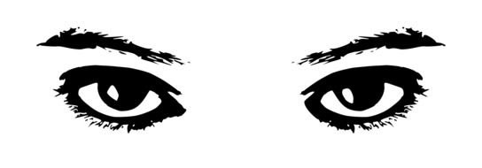 Black and white drawing of the human eyes clipart