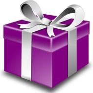 gift in purple box in graphic representation