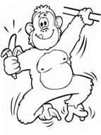 Clip art of Banana and Monkey