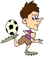 Cartoon football player with the ball clipart