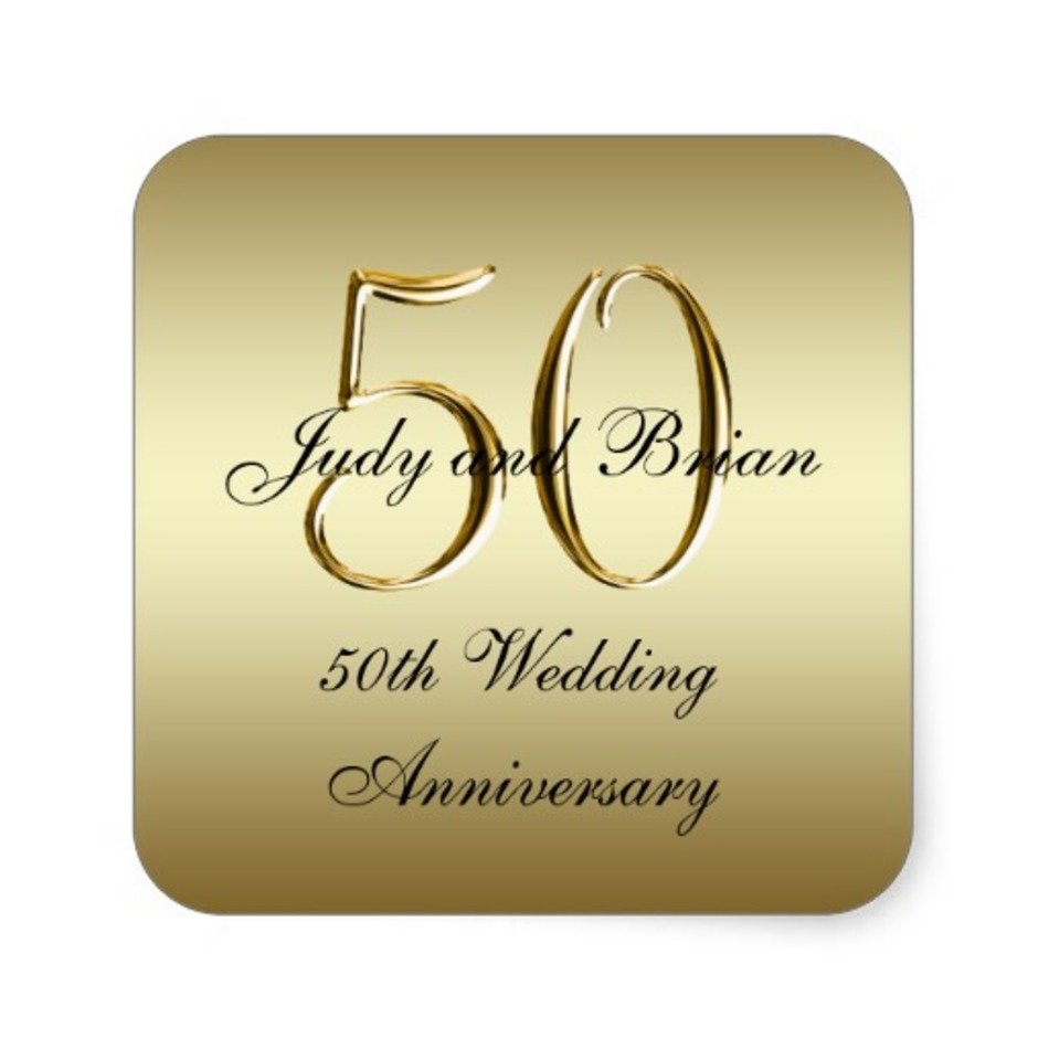 Gold Black 50th Wedding Anniversary Square Sticker