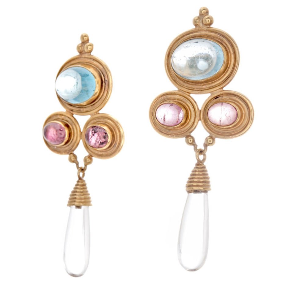 St Claire Aquamarine Tourmaline amp Rock Crystal Earrings Image 2