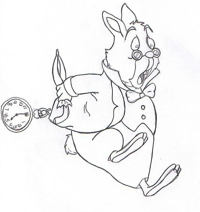 Alice In Wonderland White Rabbit Drawing N2