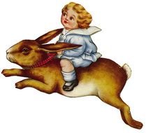 painted boy riding a fairy rabbit