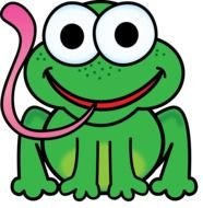 cartoon frog with stick out long tongue