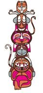 drawn totem of cats