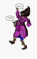 cartoon character in purple suit