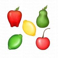 Fruit Clipart Digital Scrapbooking Illustration Cherry Lemon