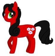drawing of a red pony with a black mane
