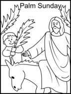 Black and white drawing of Palm Sunday clipart