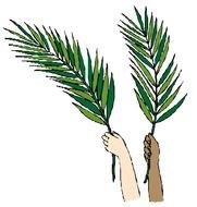 green Palm Sunday and hand Clip Art drawing