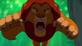 character of Lion King, angry Simba in jump, Drawing
